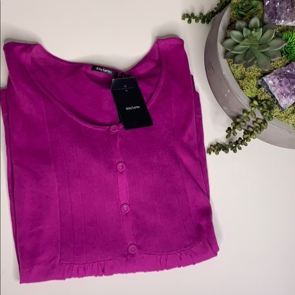 Daisy Fuentes Short Sleeve baby doll top plus size 2X women’s purple magenta - Picture 1 of 10